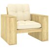 vidaXL Silla de jard&iacute;n y cojines crema madera pino impregnada