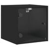vidaXL Mesitas de noche con puertas de vidrio 2 uds negro 35x37x35 cm