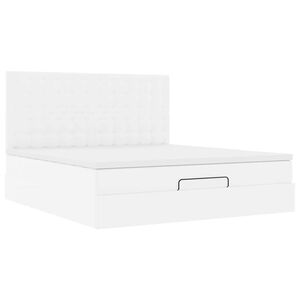 vidaXL Estructura cama otomana colch&oacute;n cuero sint&eacute;tico blanco