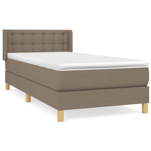 vidaXL Cama box spring con colch&oacute;n tela gris taupe 100x200 cm