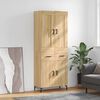 vidaXL Aparador alto madera contrachapada color roble 69,5x34x180 cm