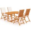 vidaXL Juego de comedor para jard&iacute;n 5 piezas teca maciza y cojines