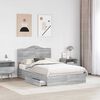 vidaXL Cama con almacenamiento con cabecera Gris Sonoma 135 x 190 cm
