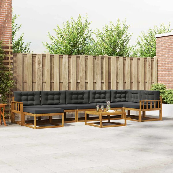 vidaXL Conjunto de sof&aacute;s de exterior 8 pcs Natural y Antracita