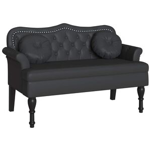 vidaXL Banco Chesterfield Negro 120.5 x 65 x 75 cm Cuero sint&eacute;tico