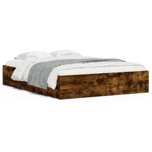 vidaXL Cama con cajones madera de ingenier&iacute;a roble ahumado 140x190 cm