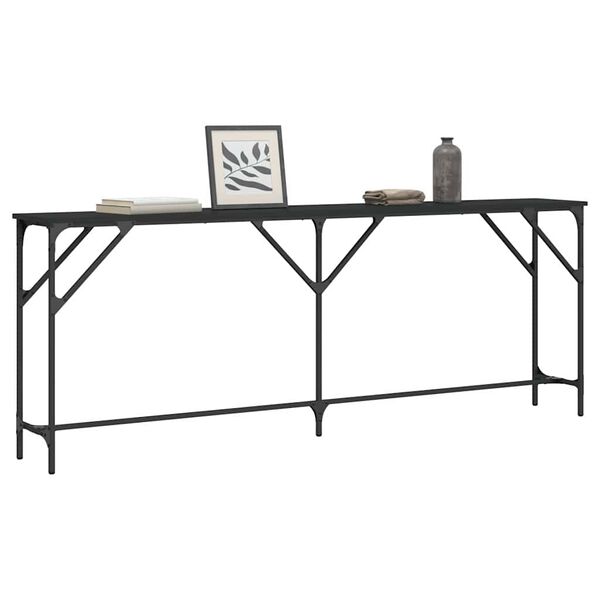 vidaXL Mesa consola madera de ingenier&iacute;a negra 200x29x75 cm