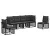 vidaXL Conjunto de sof&aacute;s de exterior con coj&iacute;n 6 pcs Negro Poli&eacute;ster