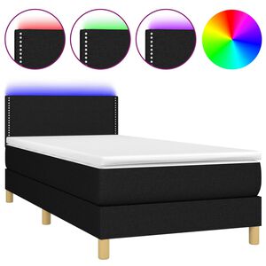 vidaXL Cama box spring con colch&oacute;n LED tela negro 90x200 cm
