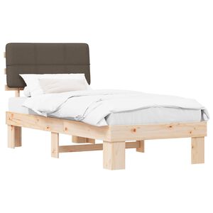 vidaXL Estructura de Cama con Cabecera Tapizada Taup&eacute; 75 x 190 cm
