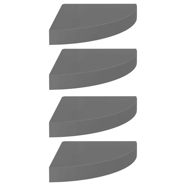 vidaXL Estante flotante de pared 4 uds MDF gris brillo 25x25x3,8 cm