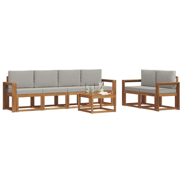 vidaXL Conjunto de sof&aacute;s de exterior 7 pcs Gris Natural y Claro