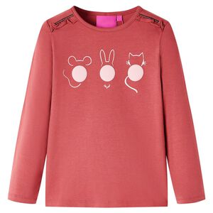 Camiseta infantil de manga larga rosa tostado 92
