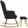 vidaXL Sill&oacute;n mecedora con taburete tela negro