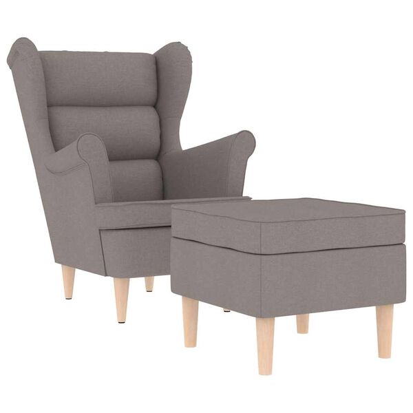 vidaXL Sill&oacute;n con taburete reposapi&eacute;s de tela gris taupe