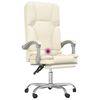 vidaXL Silla de oficina reclinable masaje cuero sint&eacute;tico color crema