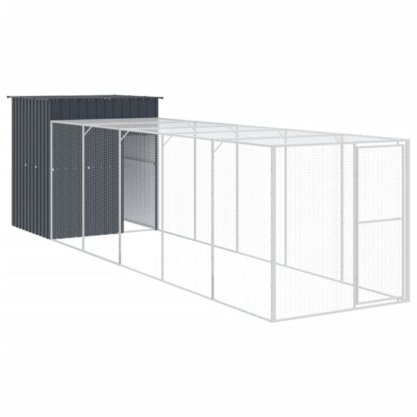 vidaXL Gallinero con corral acero galvanizado gris 165x659x181 cm