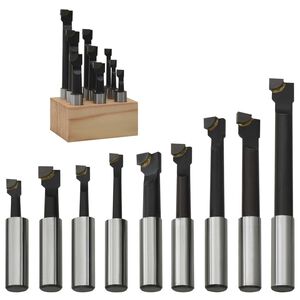 vidaXL Cortadoras de perforaci&oacute;n 9 piezas 12 mm con base de madera