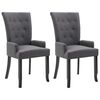 vidaXL Sillas de comedor con reposabrazos 2 unidades tela gris oscuro