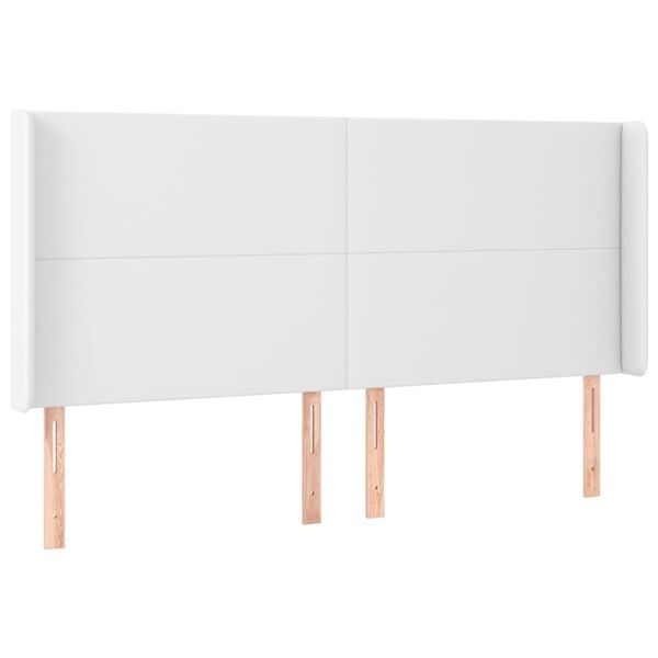 vidaXL Cabecero con LED cuero sint&eacute;tico blanco 203x16x118/128 cm