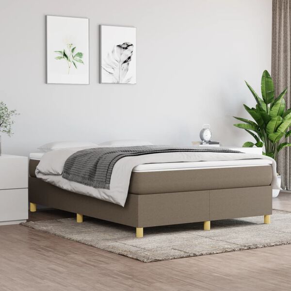 vidaXL Estructura de cama con somier tela gris taupe 140x200 cm