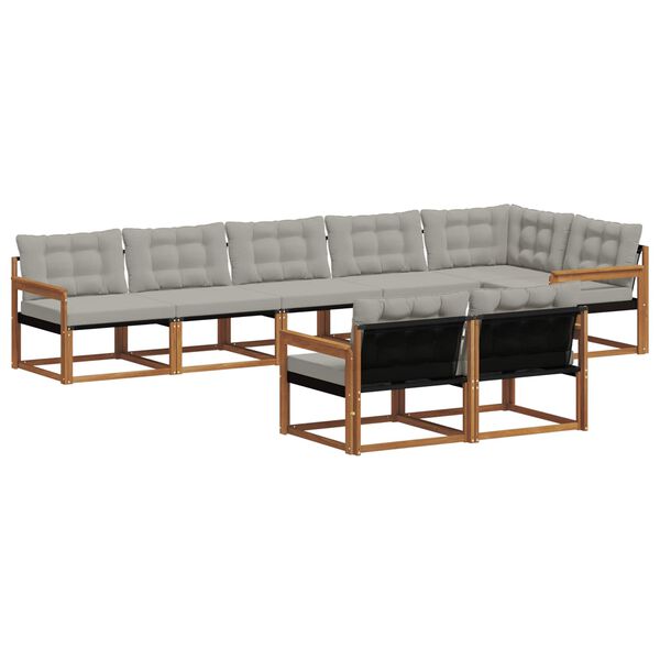 vidaXL Conjunto de sof&aacute;s de exterior 8 pcs Gris Natural y Claro