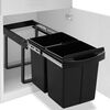 vidaXL Cubo de basura de cocina extra&iacute;ble reciclaje cierre suave 48 L
