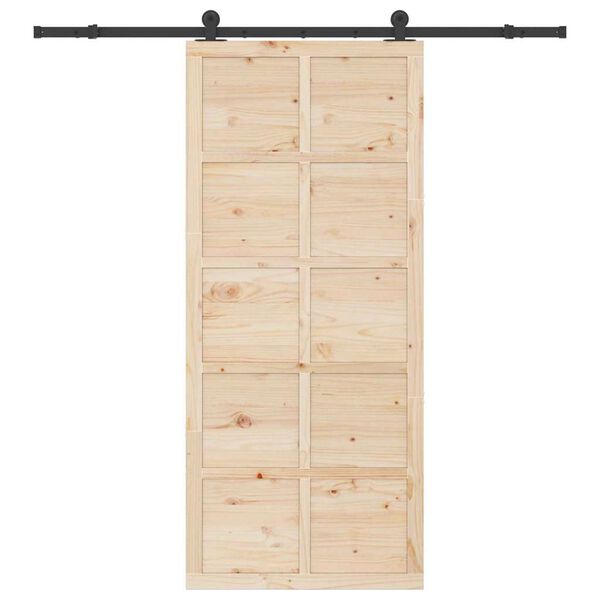 vidaXL Puerta Corredera Marr&oacute;n 90 x 208 cm Madera de pino macizo