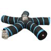 vidaXL T&uacute;nel para gatos con 5 salidas poli&eacute;ster negro y azul 25 cm