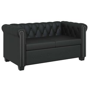 vidaXL Sof&aacute; Chesterfield de 2 plazas cuero sint&eacute;tico negro