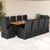 vidaXL Set de comedor jard&iacute;n 11 pzas con cojines rat&aacute;n sint&eacute;tico negro