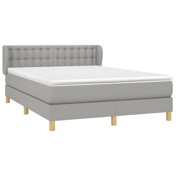 vidaXL Cama box spring con colch&oacute;n tela gris claro 140x200 cm