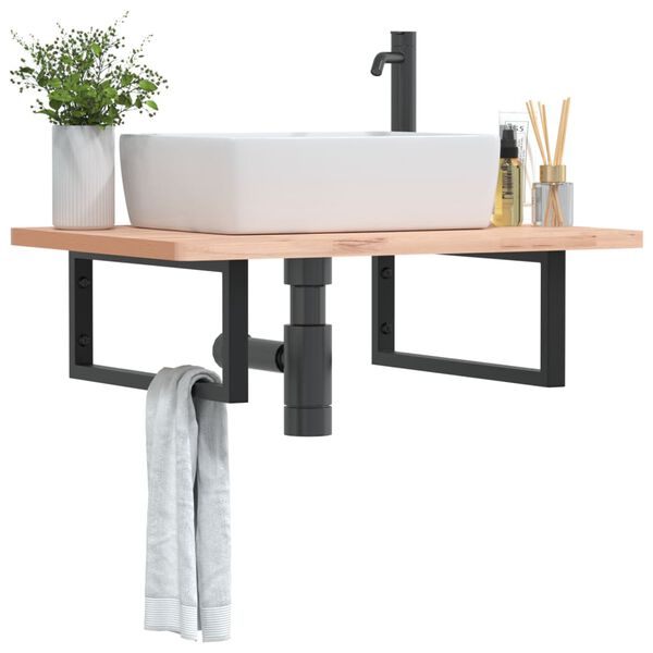 vidaXL Soportes estante de lavabo 2 uds rectangular acero negro