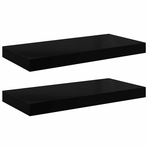 vidaXL Estante flotante de pared 2 uds MDF negro brillo 50x23x3,8 cm