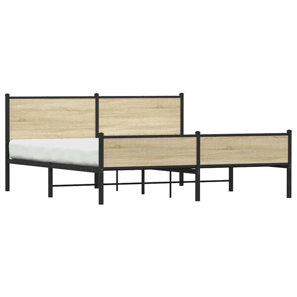 vidaXL Estructura de cama sin colchón metal roble Sonoma 183x213 cm