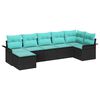 vidaXL Conjunto de sof&aacute; de jard&iacute;n 7 uds. Negro rat&aacute;n sint&eacute;tico