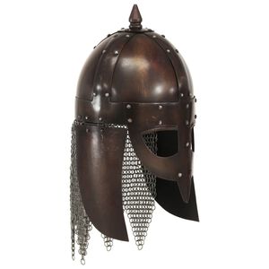 vidaXL R&eacute;plica de casco de guerrero vikingo LARP acero cobre