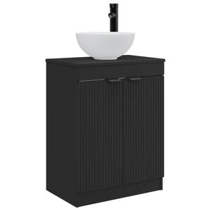 vidaXL Vanidad de ba&ntilde;o con lavabo Negro 54 x 35 x 83 cm