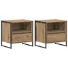 vidaXL Mesa de Noche con caj&oacute;n 2 pcs Roble Artesanal 50 x 39,5 x 50 cm