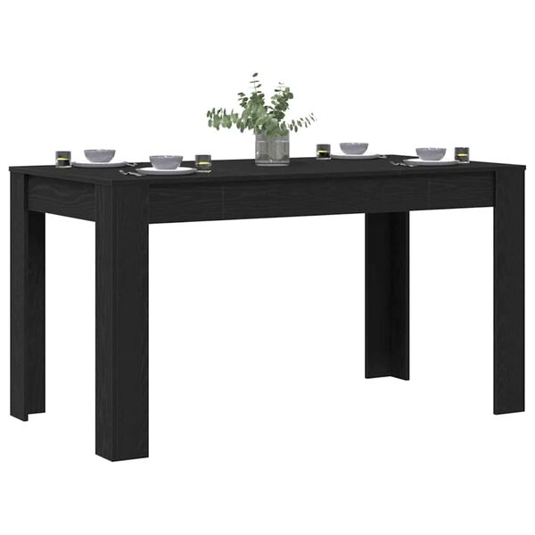 vidaXL Mesa de Comedor Roble Negro 140 x 74,5 x 76 cm rat&aacute;n sint&eacute;tico