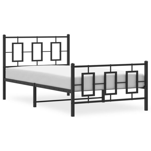 vidaXL Estructura cama sin colchón con estribo metal negro 100x190 cm