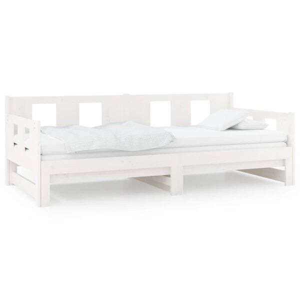 vidaXL Sofá cama extraíble madera maciza de pino blanco 2x(80x200) cm
