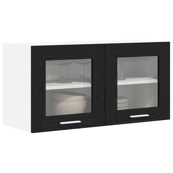 vidaXL Mueble colgante con puerta Roble Negro y 80 x 31 x 40 cm