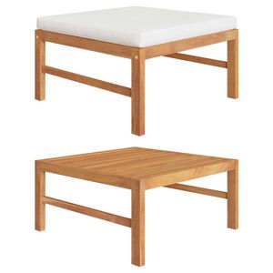 vidaXL Reposapi&eacute;s con coj&iacute;n crema madera maciza de teca