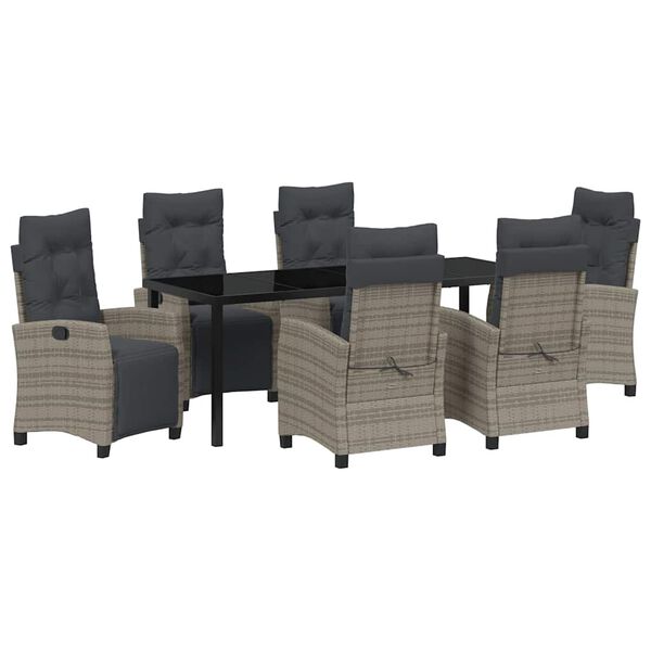 vidaXL Conjunto de Comedor de Jard&iacute;n 7 pcs Gris rat&aacute;n sint&eacute;tico