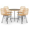 vidaXL Juego de comedor de jard&iacute;n 5 piezas rat&aacute;n sint&eacute;tico
