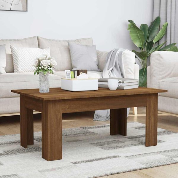 vidaXL Mesa de centro madera contrachapada marr&oacute;n roble 100x60x42 cm