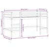 vidaXL Cama alta niños con túnel madera pino blanco negro 90x190 cm