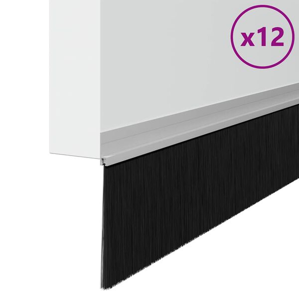 vidaXL Sellos de cepillo para puertas autoadhesivos 12 pcs Plateado