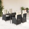 vidaXL Set de muebles jard&iacute;n 5 pzas con cojines rat&aacute;n sint&eacute;tico negro